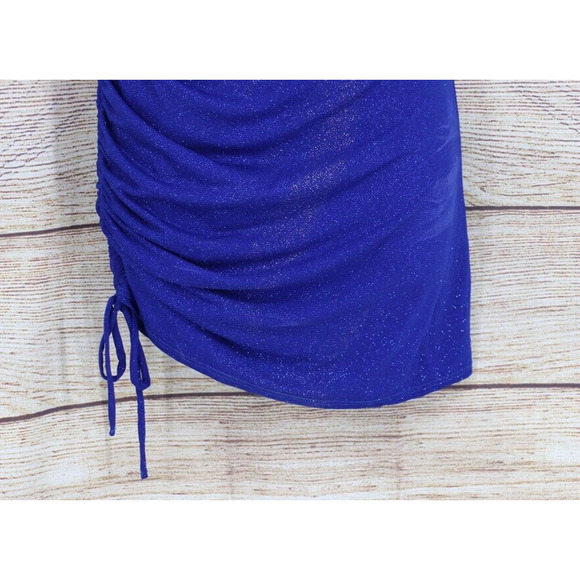 B Darlin Juniors Size 5/6 Glitter Drawstring Slim Fitted Party Dress Royal Blue - Picture 3 of 7